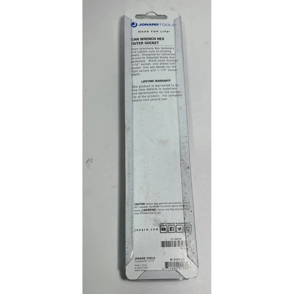 Jonard Tools M-216C/Ex Can Wrench Hex Outer Socket